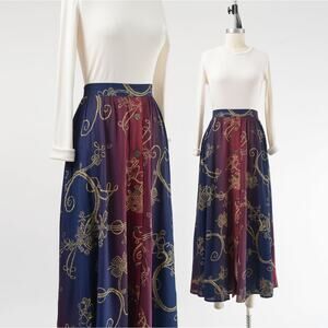 Vintage 90s Ombre Floral Full and Flowy Boho Maxi Skirt by Carole Little M